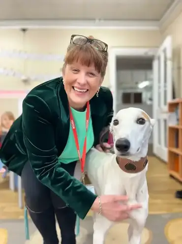 Hannah Louise Farthing - Author and Illustrator - with Oliver the dog.
