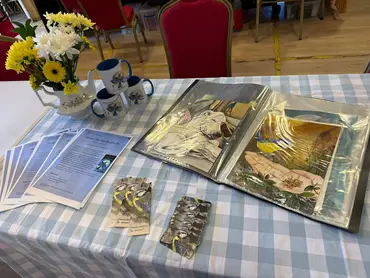 Hannah Louise Farthing - Author and Illustrator of The Bird that was Afraid to Fly - showing the original artwork at the Foreword Festival Eye 2026.